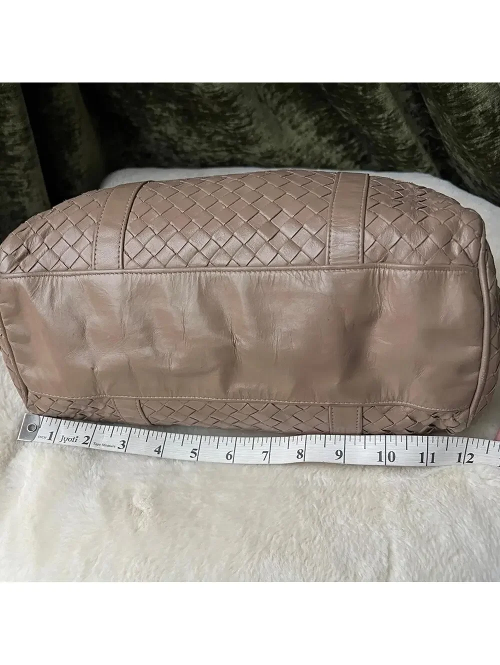 BV Style intrecciato woven leather bowler tan beige  Satchel Handbag Meyers VTG